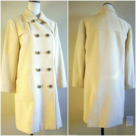 Talbots Long Wool Coat 85% Wool 15% Rabbit Hair Beige Tan Women's 12 P